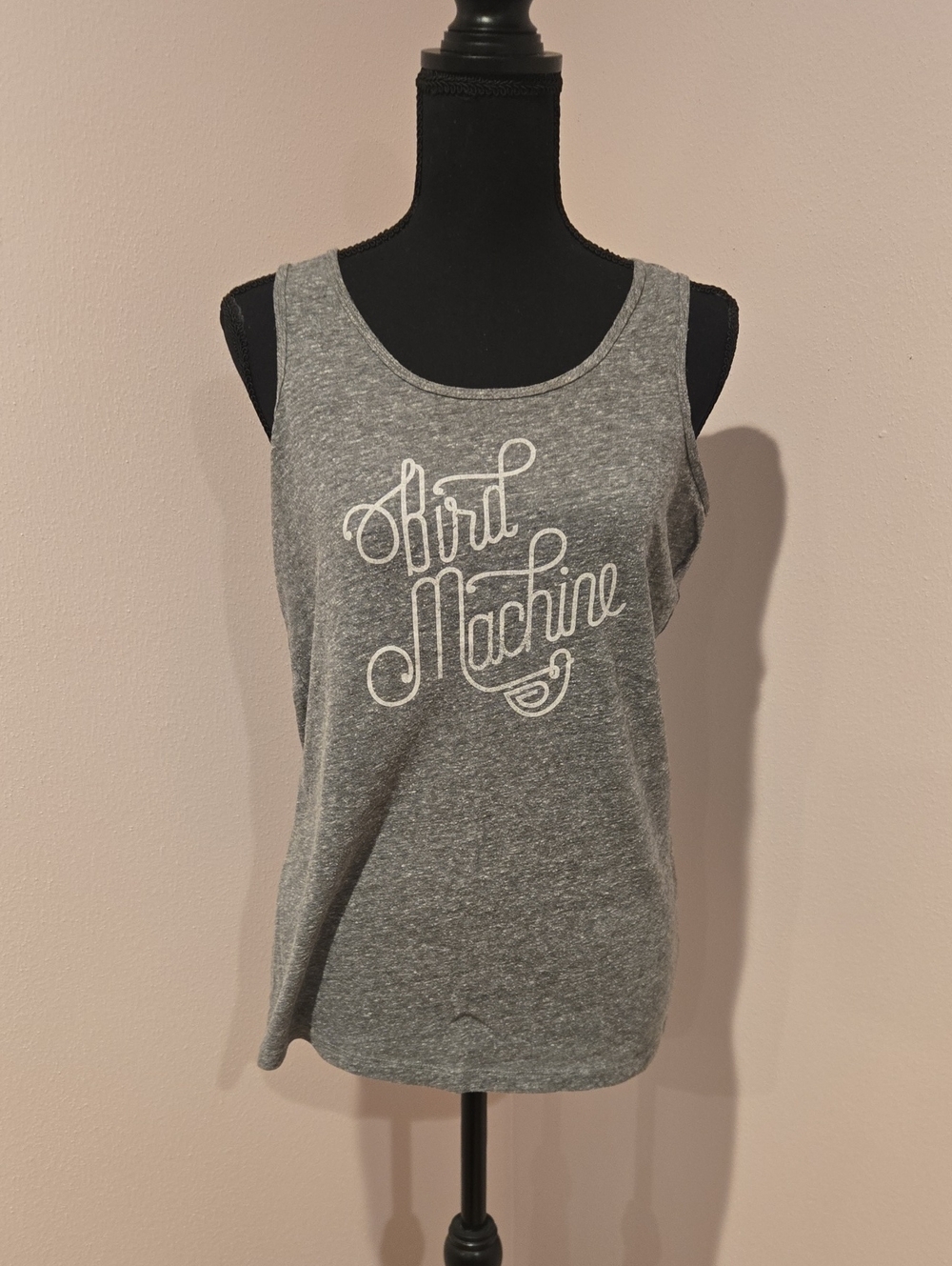 oiselle Gray Scoop Neck Tank with White Script Logo